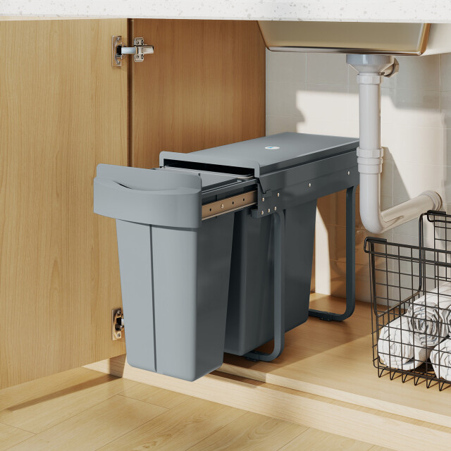 4goodz Inbouwprullenbak keukenafvalbak met 2 uitneembare emmers 30 liter (20 3426552 large