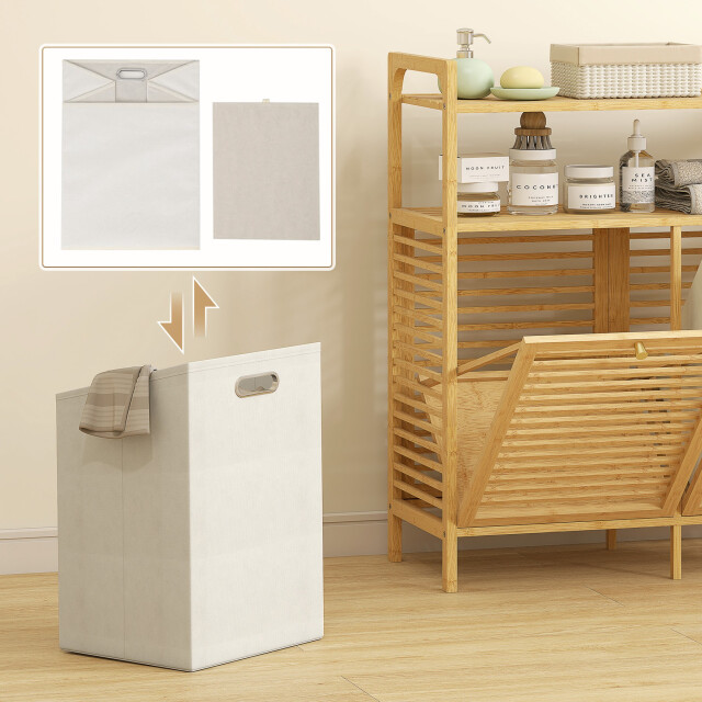 4goodz Bamboe wasmand 82 liter met 2 los kantelbare wasmanden - 3425148 large