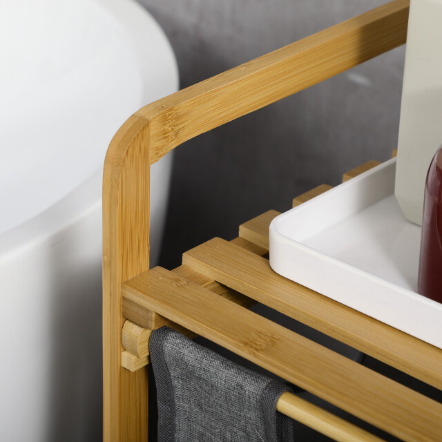 4goodz Wasmand wassoorteerder met 2 waszakken 63,5x33x73 cm bamboe 3426548 large