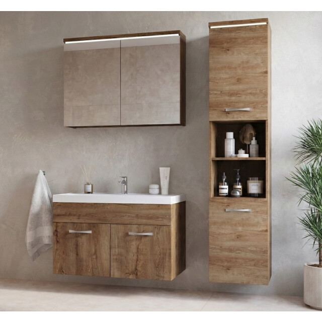 Badplaats Badkamermeubel set paso 80 x 40 cm bruin badmeubel met 3195708 large