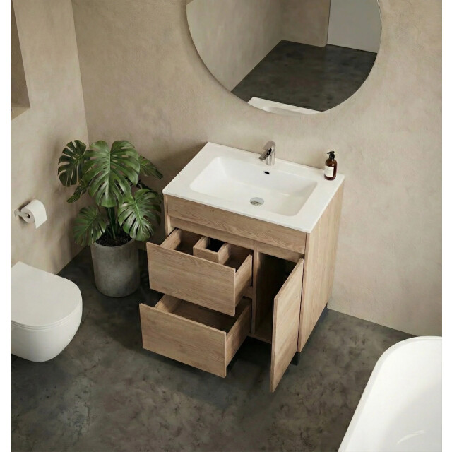 Badplaats Badkamermeubel set salzburg 60 cm kastanje staand badmeubel 3425020 large