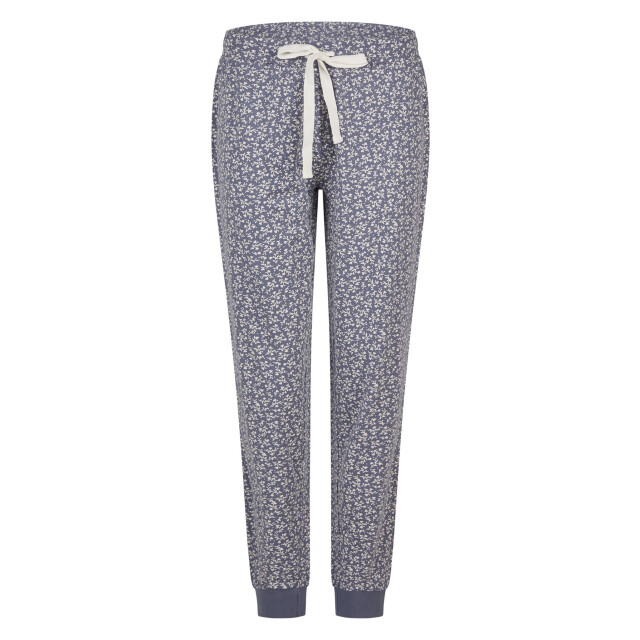 By Louise Dames pyjama set lang v-hals off-white/donkerblauw gebloemd BL-6011-02 large