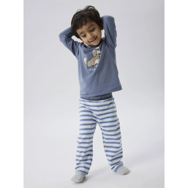 Name It Jongens lange pyjama set nmmramel gestreept grijs 13249344-Flint Stone large
