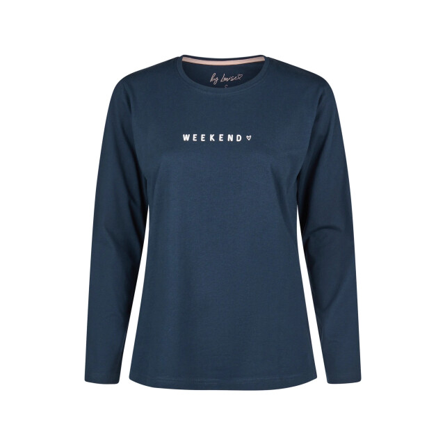 By Louise Dames pyjama set lang blauw/roze gestreept BL-6023-02 large