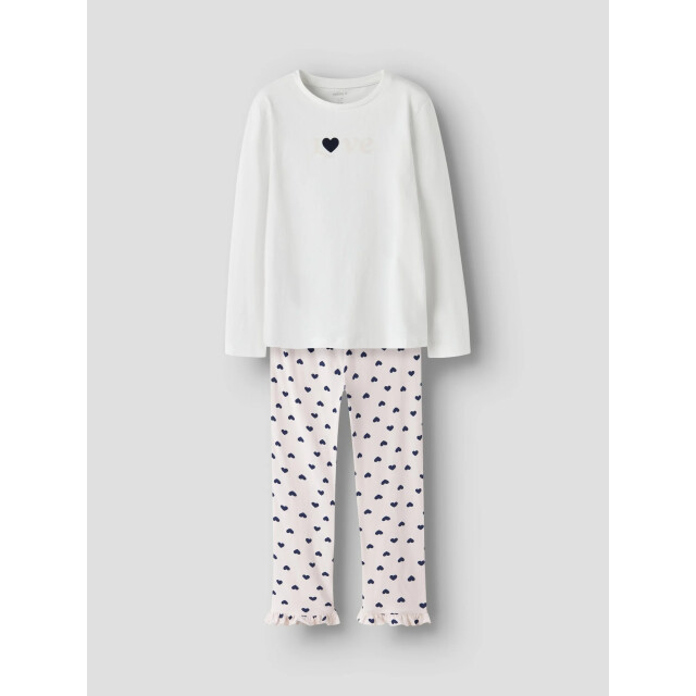 Name It Meisjes lange pyjama set nkfragna wit/roze hartjes print 13249386-Mauve Morn large