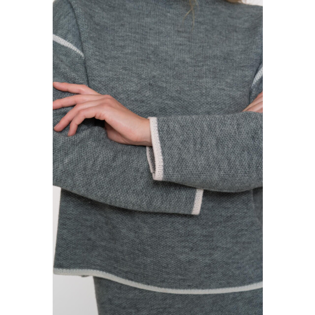 Geisha pull turtle contrast stripe 54801-10 900 grey melange off white 06712.940.0113 large