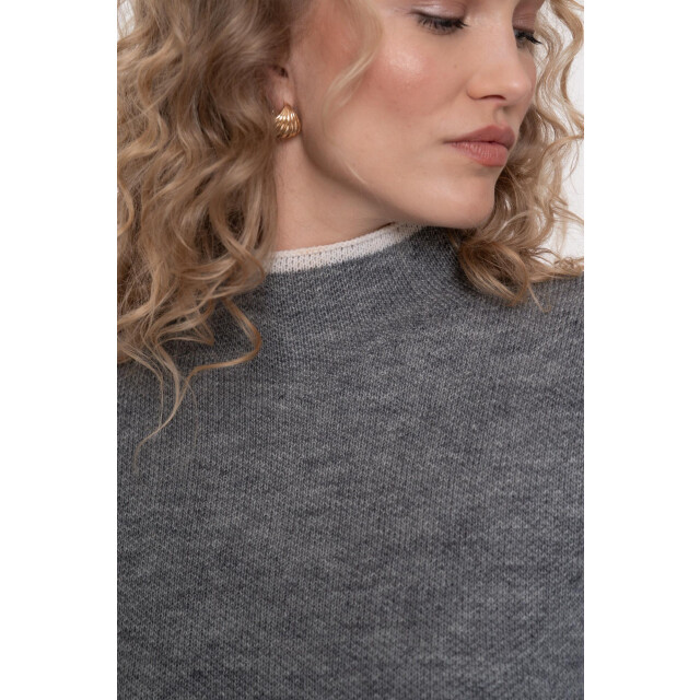 Geisha pull turtle contrast stripe 54801-10 900 grey melange off white 06712.940.0113 large