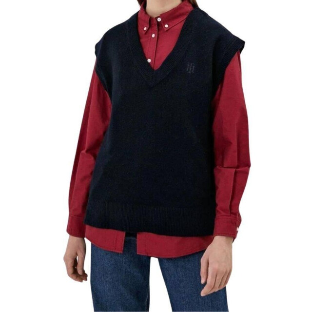 Tommy Hilfiger Dames geborduurd logo sweater vest UTNA369_navyblue large
