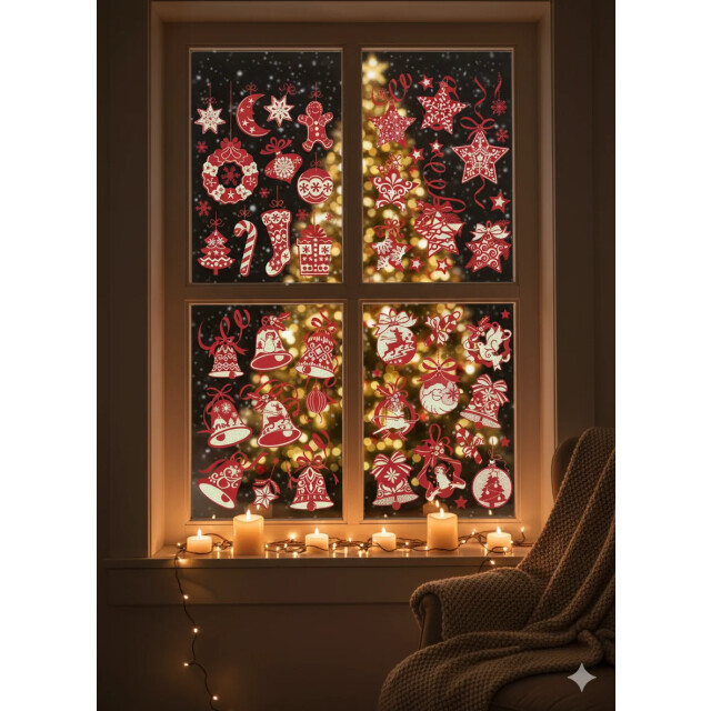 CaliCosy Elektrostatische kerstversieringen set van 4 platen 2928232 large