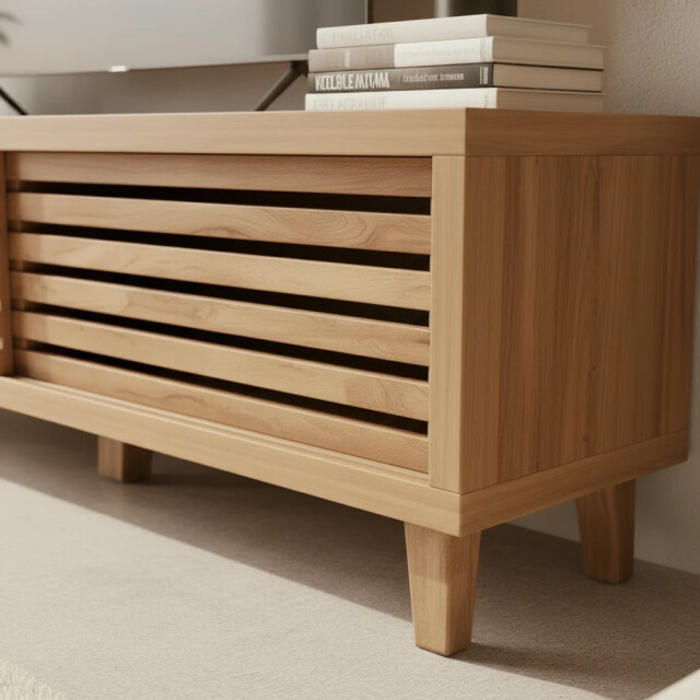 CaliCosy Tv-meubel met 2 schuifdeuren en open latten l140 cm liam 3428301 large