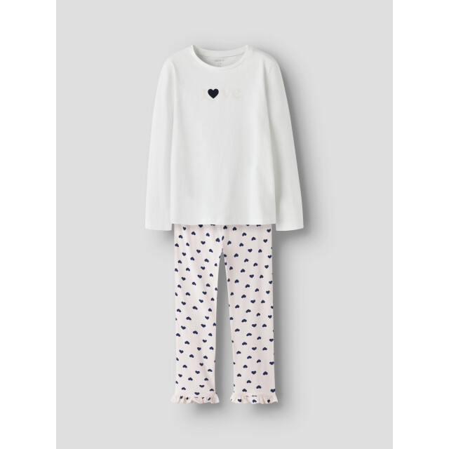 Name It Meisjes lange pyjama set nkfragna wit/roze hartjes print 13249386-Mauve Morn large
