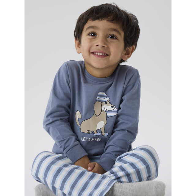 Name It Jongens lange pyjama set nmmramel gestreept grijs 13249344-Flint Stone large