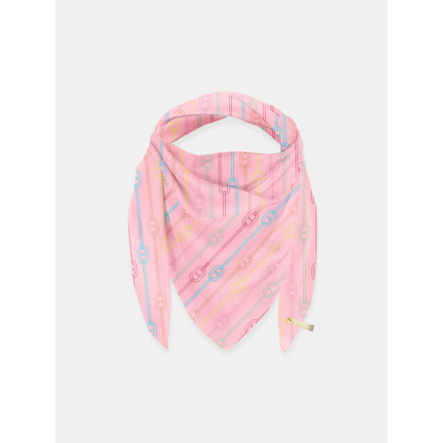 Mucho Gusto Zijden sjaal cannes roze logomania MUCHO GUSTO® Sjaal Cannes Roze Kleurrijke Kettingprint large