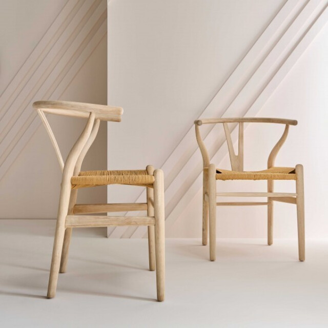 Signature Set van 2 eikenhouten stoelen met gebleekte afwerking en rieten zitting oslo 2929832 large