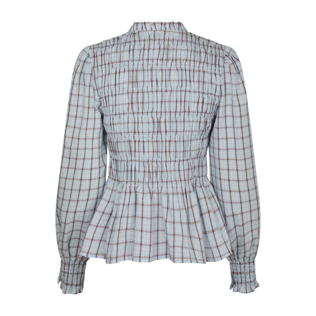 Neo Noir mocca smock check blouse 166900 145 light blue 06615.210.0035 large