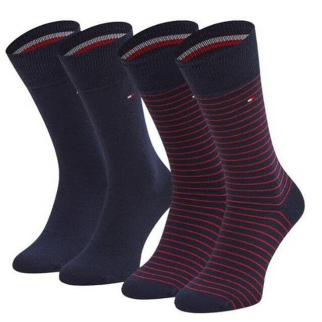 Tommy Hilfiger Effen gestreepte sokken heren (set van 2) UTNA974_navyred large