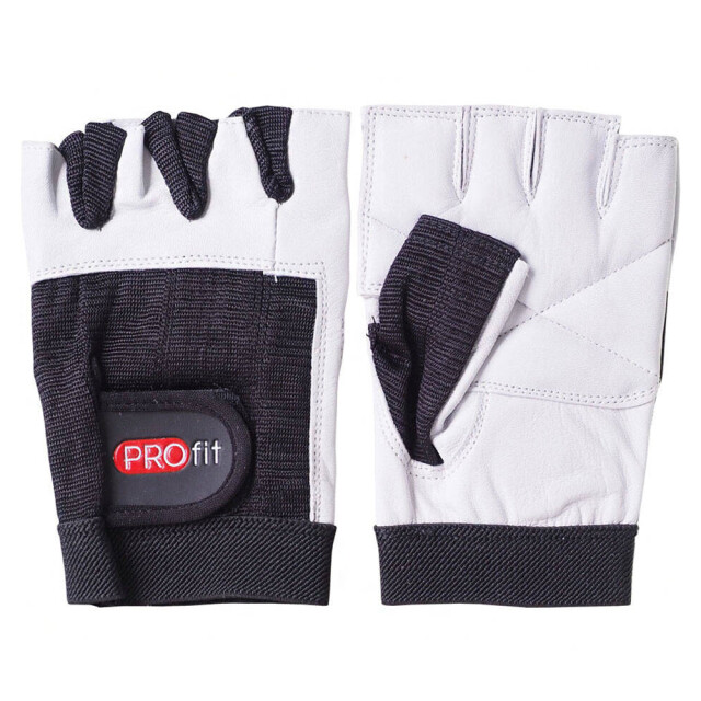 ProFit Pro leder bodybuilding vingerloze handschoenen UTMR1494_whiteblack large