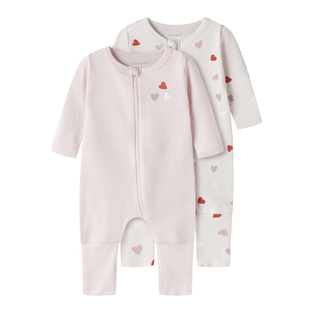 Name It Meisjes kinder bodysuit nbfnightsuit 2-pack hartjes roze 13250806-Carinaria large