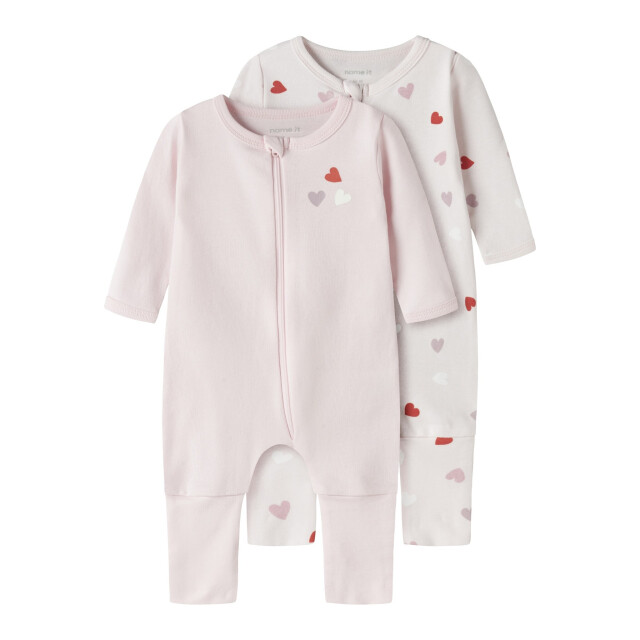 Name It Meisjes kinder bodysuit nbfnightsuit 2-pack hartjes roze 13250806-Carinaria large