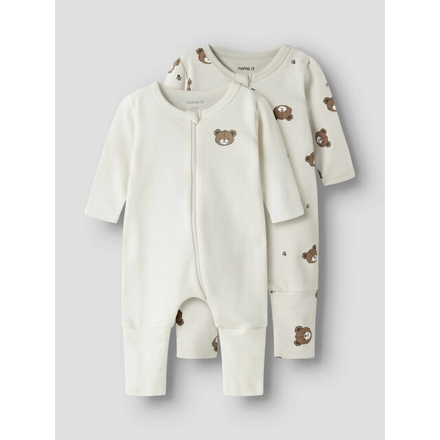 Name It Unisex kinder bodysuit nbnnightsuit 2-pack beer print 13252392-Pumice Stone large