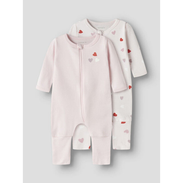 Name It Meisjes kinder bodysuit nbfnightsuit 2-pack hartjes roze 13250806-Carinaria large