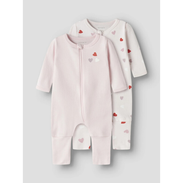 Name It Meisjes kinder bodysuit nbfnightsuit 2-pack hartjes roze 13250806-Carinaria large