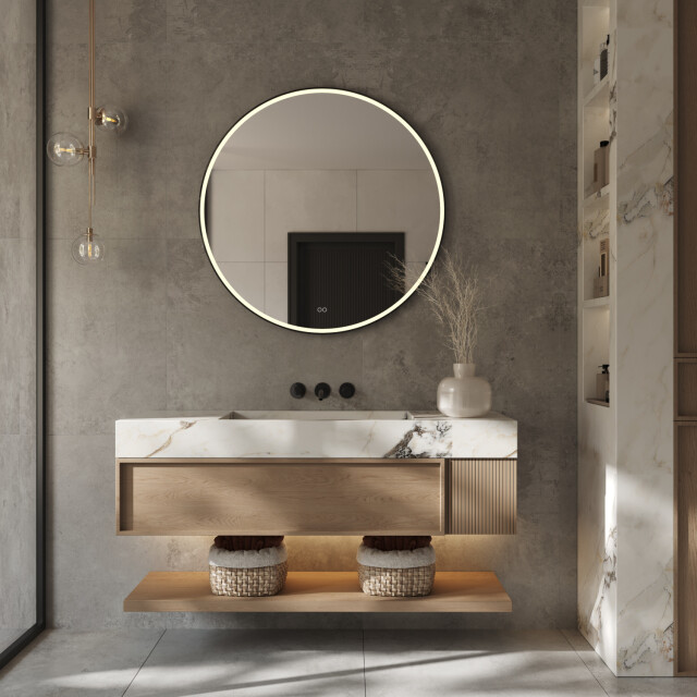 Vtw Living badkamerspiegel rond 60 cm spiegel met led verlichting en 3433482 large