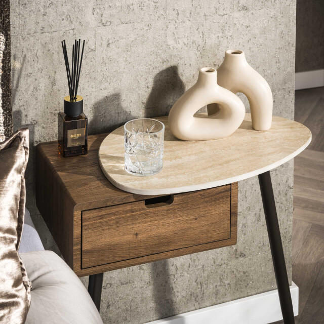 Hoyz nachtkastje travino 1 lade rechts keramiek travertin 3423805 large