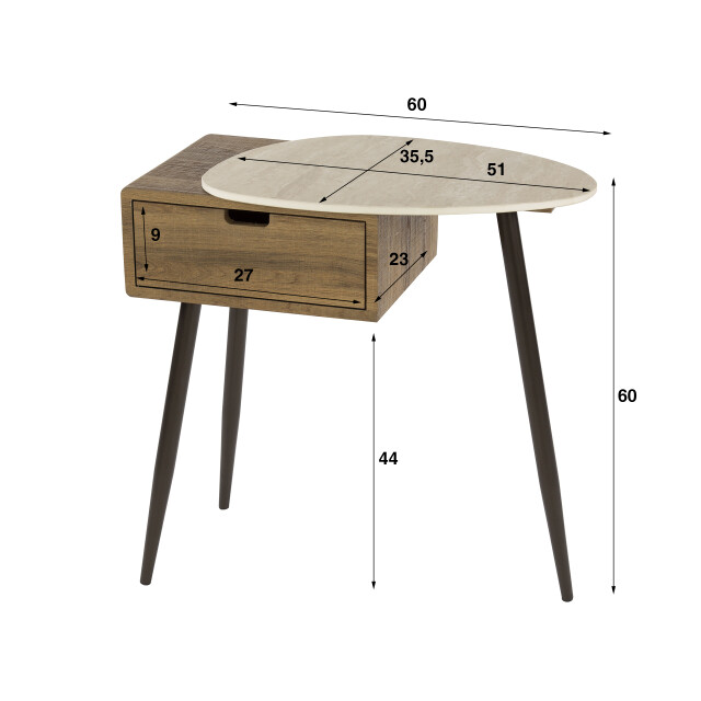 Hoyz nachtkastje travino 1 lade rechts keramiek travertin 3423805 large