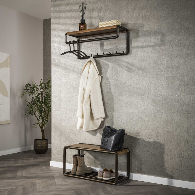 Hoyz kapstok luno roede en hoedenplank 8 haken drift brown 3423800 large