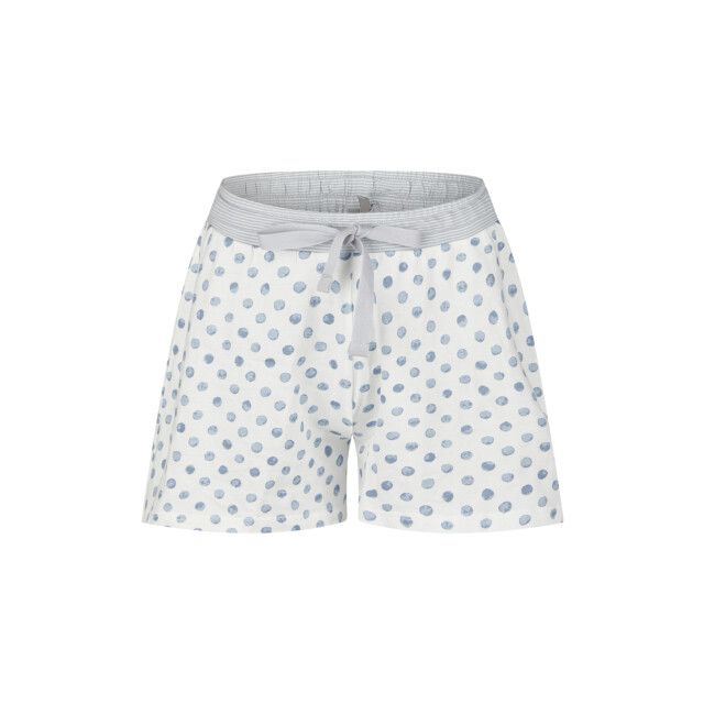 By Louise Dames korte pyjama set shortama blauw/wit gestipt BL-572-02 large