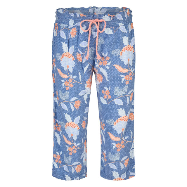 By Louise Dames capri pyjama set driekwart oranje/blauw gebloemd BL-555-02 large