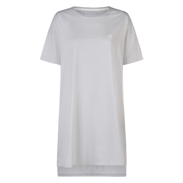 By Louise Dames nachthemd korte mouw lichtblauw gestreept BL-574-02 large