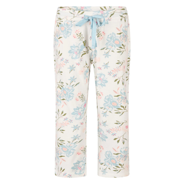 By Louise Dames capri pyjama set driekwart blauw/wit gebloemd BL-550-02 large