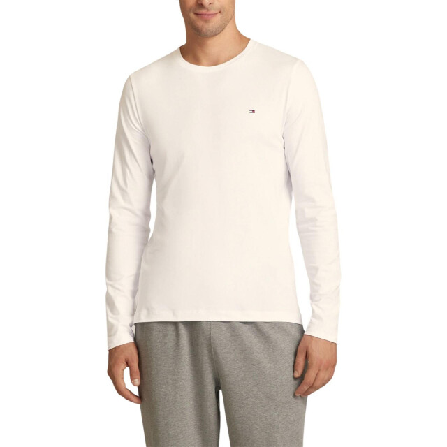 Tommy Hilfiger Heren logo slim t-shirt met lange mouwen UTNA602_ecru large