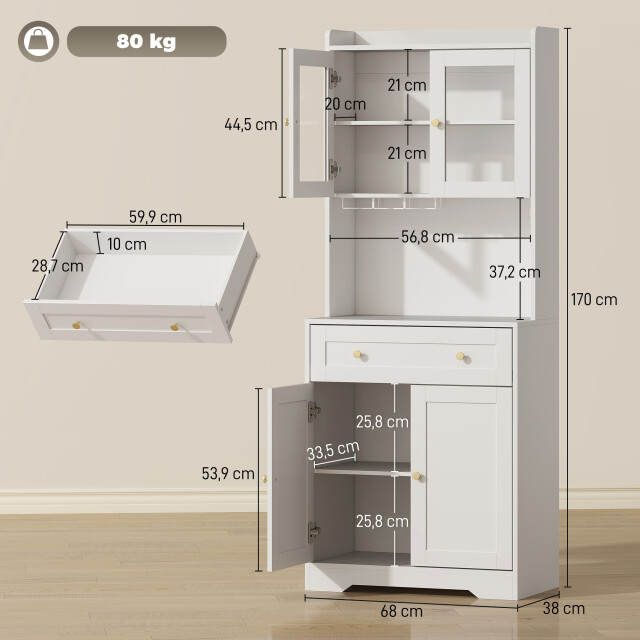 4goodz Voorraadkast met wijnglashouder 170 cm mdf - 3436131 large