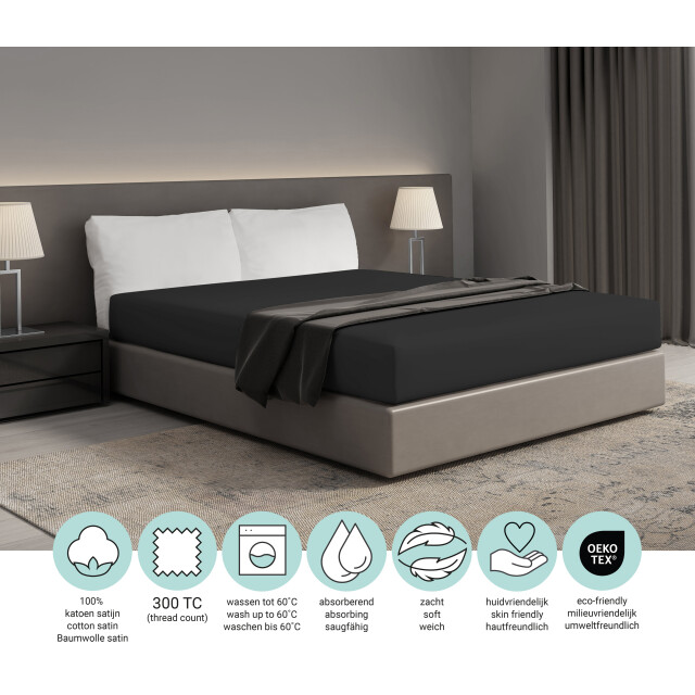 Phlox Hoeslaken 100% katoen satijnen (300 tc) tweepersoons 140x200 cm - 3289486 large