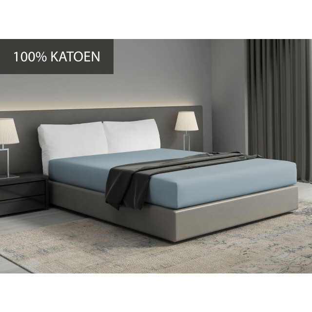 DoubleDry Hoeslaken 100% natuurlijk katoen tweepersoons 180x200 cm zacht & 2919495 large