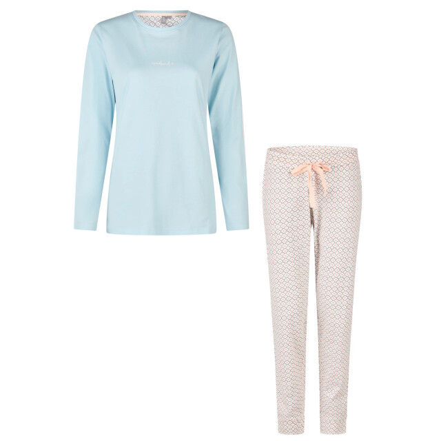 By Louise Dames pyjama set lang blauw/wit print BL-548-02 large