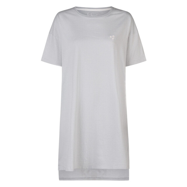 By Louise Dames nachthemd korte mouw lichtblauw gestreept BL-574-02 large