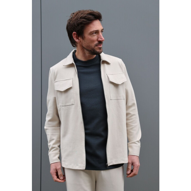 Kultivate 2501030211 luxury zip 221 moonbeam  heren overshirt  kultiv 221 Moonbeam/2501030211 Luxury Zip large
