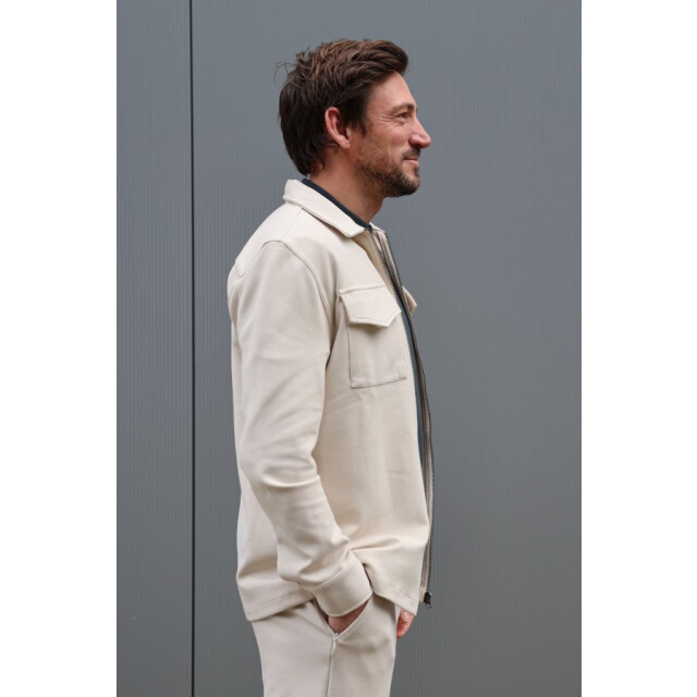 Kultivate 2501030211 luxury zip 221 moonbeam  heren overshirt  kultiv 221 Moonbeam/2501030211 Luxury Zip large