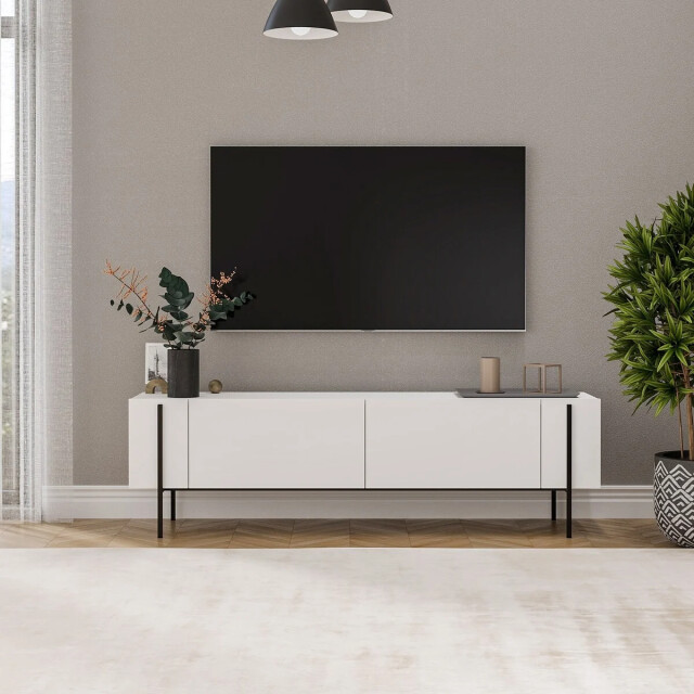 CaliCosy Tv-meubel met 2 opklapbare deuren en metalen poten l185 cm hermione 3437232 large