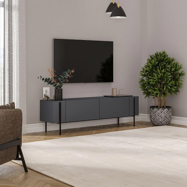 CaliCosy Tv-meubel met 2 opklapbare deuren en metalen poten l185 cm hermione 3437231 large