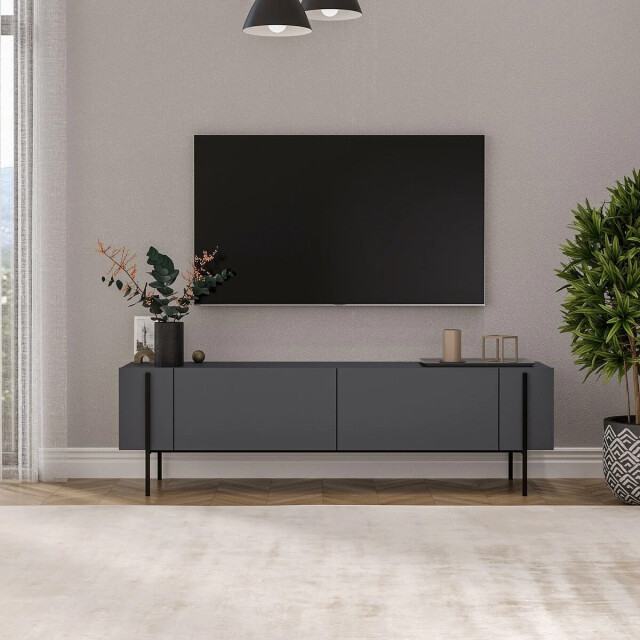 CaliCosy Tv-meubel met 2 opklapbare deuren en metalen poten l185 cm hermione 3437231 large