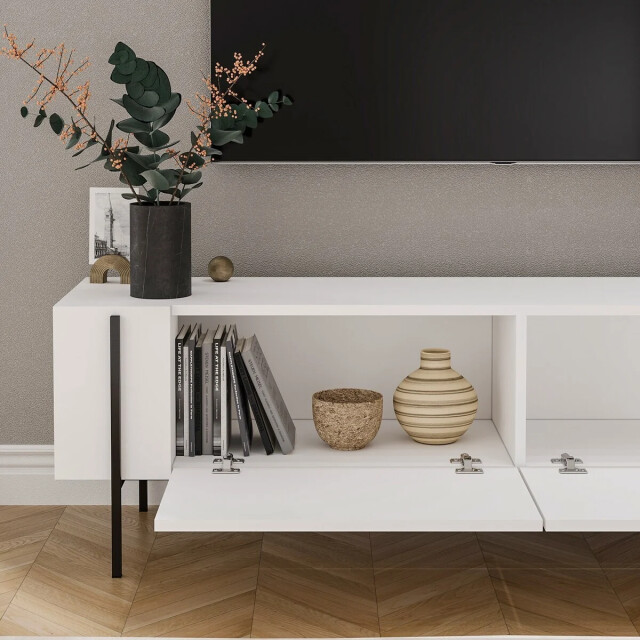 CaliCosy Tv-meubel met 2 opklapbare deuren en metalen poten l185 cm hermione 3437232 large