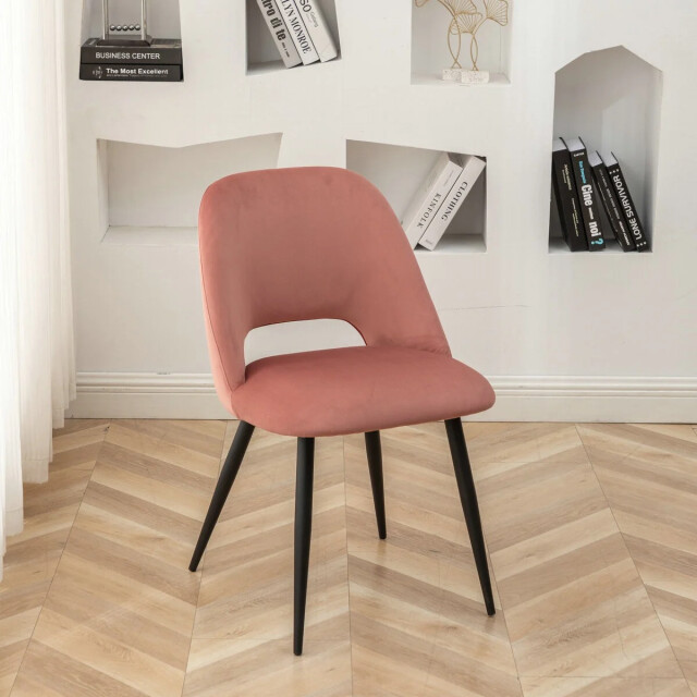 CaliCosy Lot de 2 chaises de séjour en tissu avec piètement en métal noir l58 cm - 3436992 large