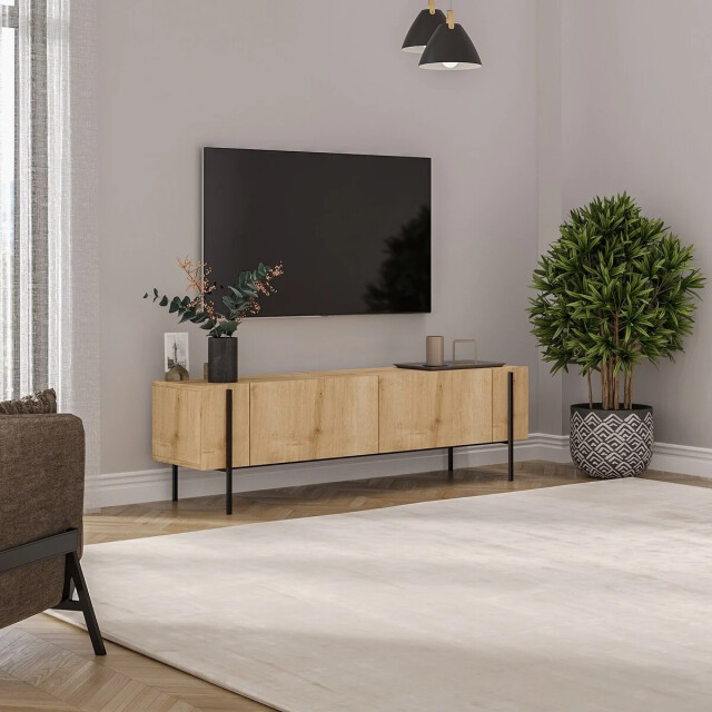 CaliCosy Tv-meubel met 2 opklapbare deuren en metalen poten l185 cm hermione 3437233 large