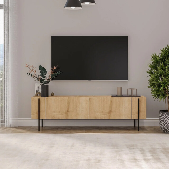 CaliCosy Tv-meubel met 2 opklapbare deuren en metalen poten l185 cm hermione 3437233 large