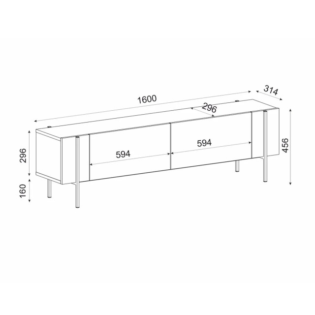 CaliCosy Tv-meubel met 2 opklapbare deuren en metalen poten l185 cm hermione 3437232 large
